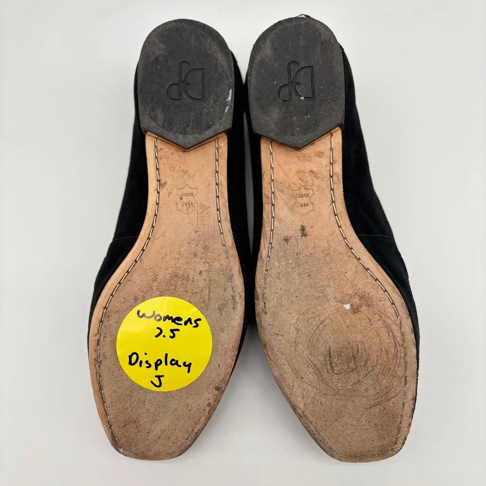 Donald J Pliner Hola Black Suede Gold Chain Link Loafers Womens7.5‎ M Flat Shoes